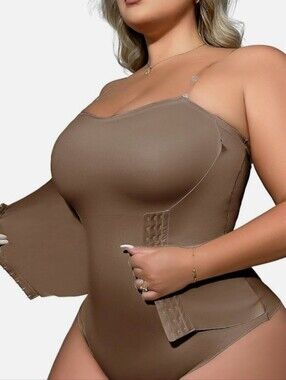 Seamless Brown Shapewear Bodysuit with Removable Straps